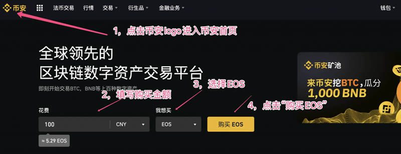 在币安网购买柚子币EOS操作步骤教程插图6