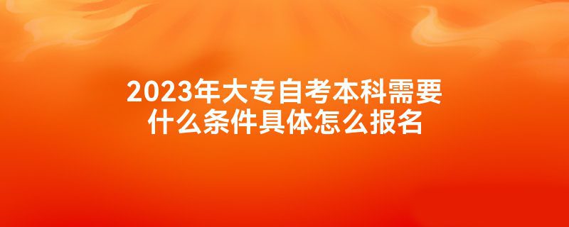 2023年大专自考本科需要什么条件具体怎么报名